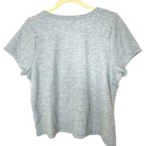 Madewell Gray Thermal Cotton Blend Short Sleeve Top in Size 1X - Picture 2 of 4